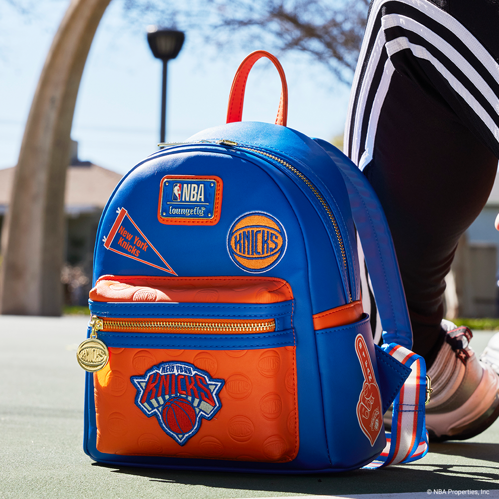 Basketball court background featuring Loungefly NBA New York Knicks Patches mIni Backapck