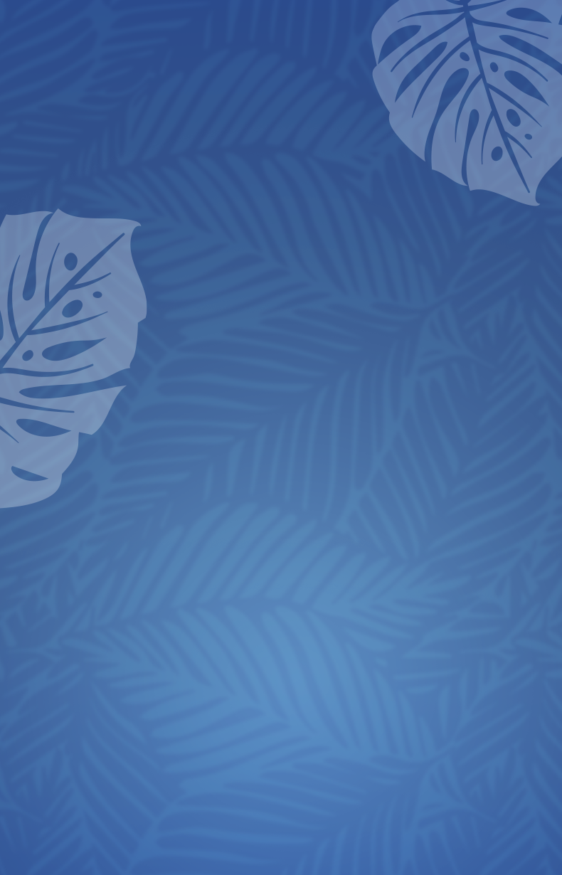 Blue gradient background with seamless tropical pattern