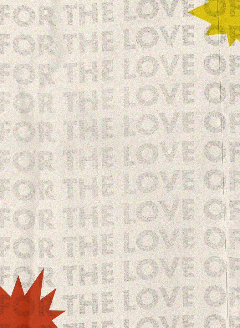 Tan background with "For the Love of POP!" text pattern