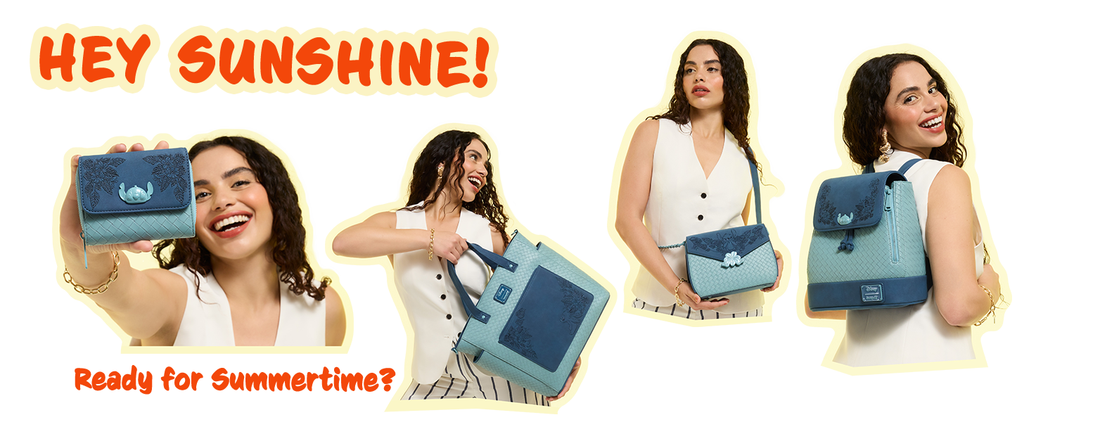 Loungefly Hey Sunshine campaign featuring Disney Stitch Embroidered collection