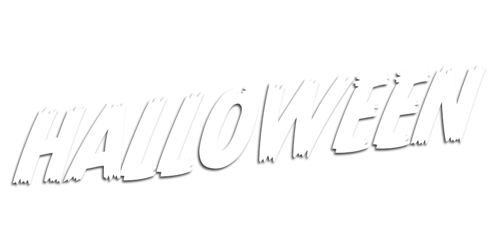 White spooky-faced text for Loungefly 