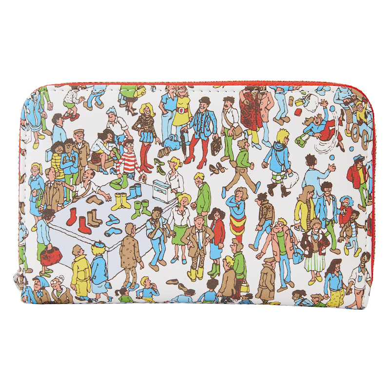 Zip around wallet with an image of a crowd with Waldo hiding among them somewhere, in a similar style to the illustrations of the Where's Waldo books