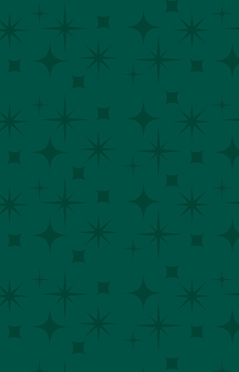 Dark Green background with holiday stars pattern