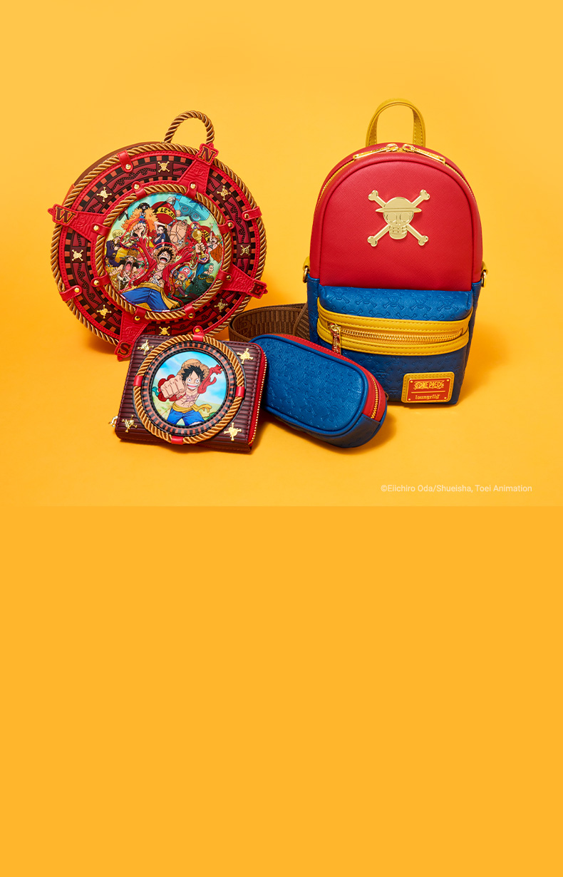 Orange background featuring Loungefly May One Piece collection