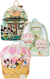 Loungefly June Disney Mickey & Friends Runaway Railway and Hot Air Balloon collections Loungefly June Disney Mickey & Friends Runaway Railway and Hot Air Balloon collections