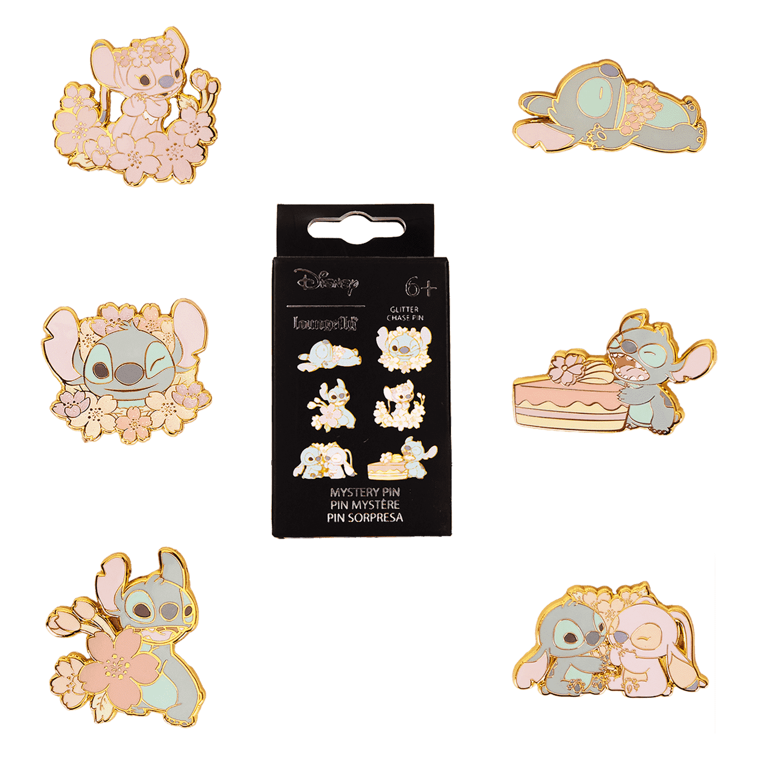 Stitch & Angel Cherry Blossom Mystery Box Pin | Loungefly