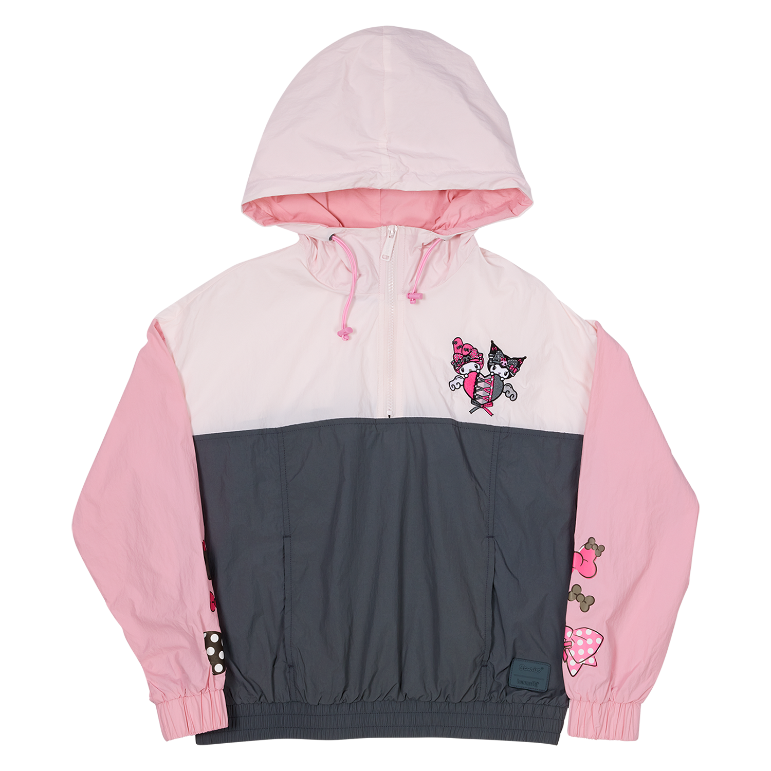 Loungefly Unisex Multicolor Sanrio My Melody & Kuromi Half-Zip Windbreaker Jacket | Size: Large