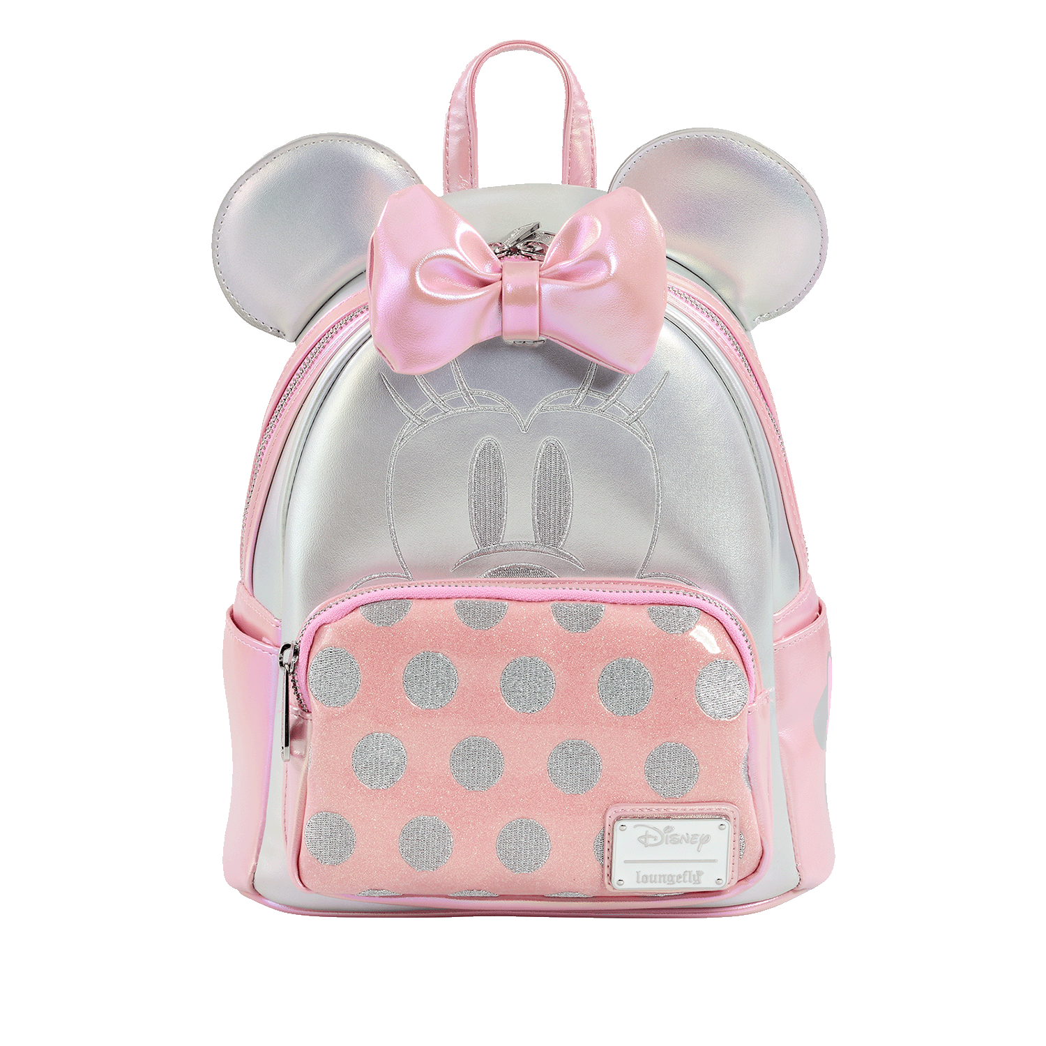 Loungefly Multicolor Silver And Pink Minnie Mouse Mini Backpack