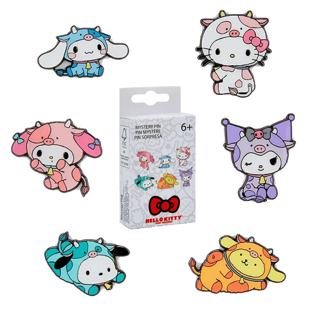 Loungefly Multicolor Hello Kitty & Friends Cow Cosplay Mystery Box Pin - Sanrio