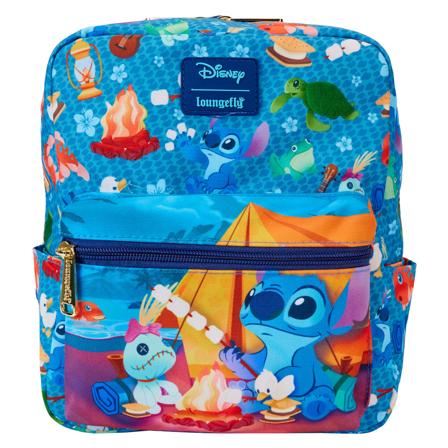 Buy Stitch Camping Cuties All Over Print Nylon Square Mini Backpack at Loungefly