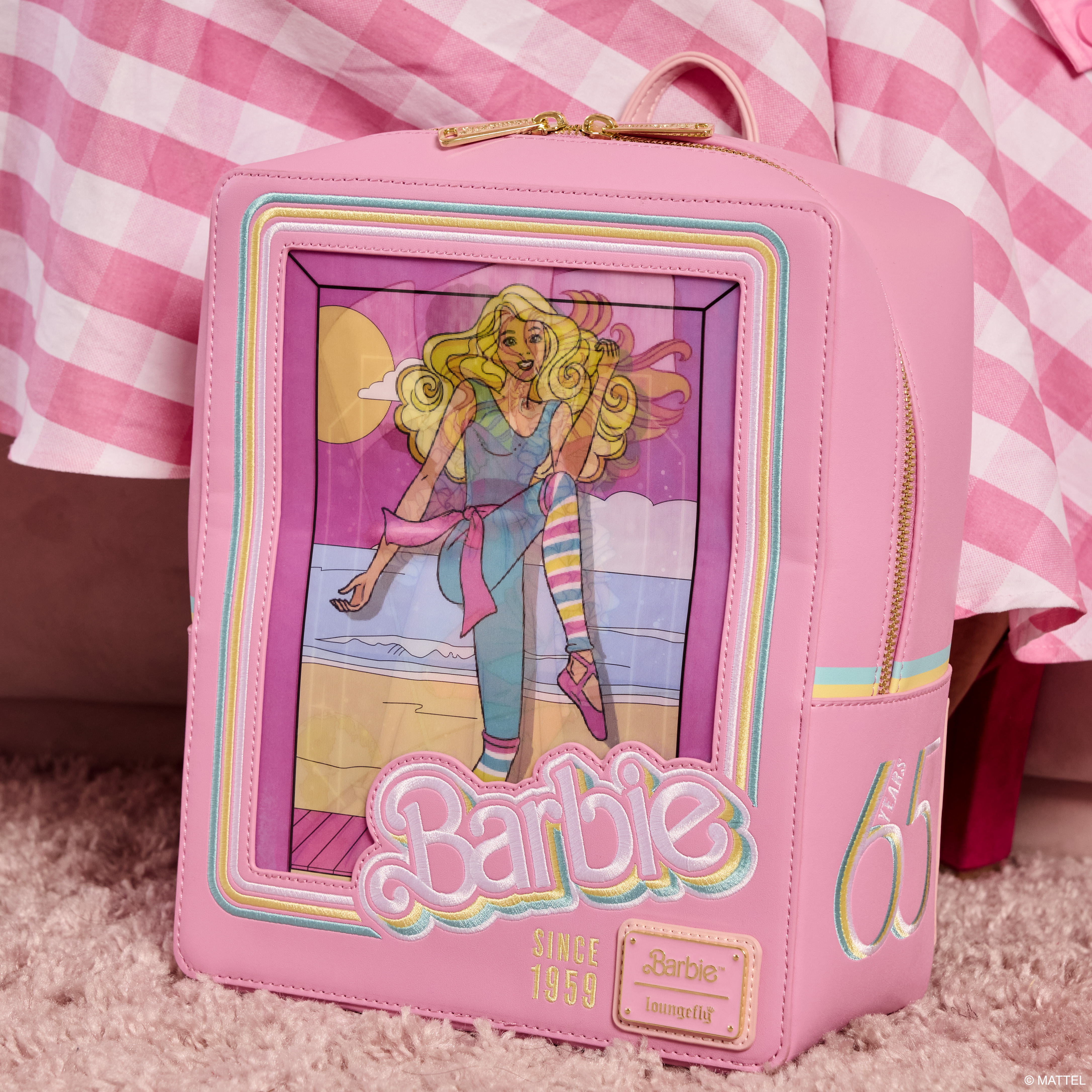 Loungefly Barbie 65th Anniversary Doll Box Triple Lenticular Mini Backpack NEW Barbie Doll Box Loungefly Triple Lenticular Mini Backpack  main image 2