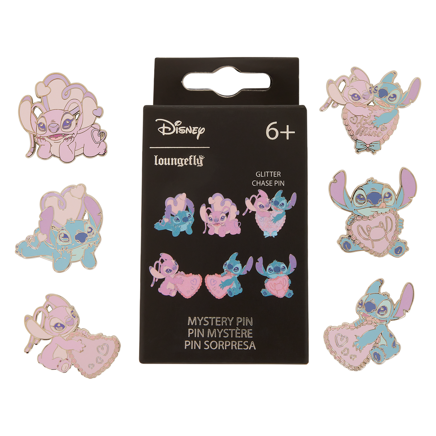 Loungefly Multicolor Stitch & Angel Be Mine Mystery Box Pin