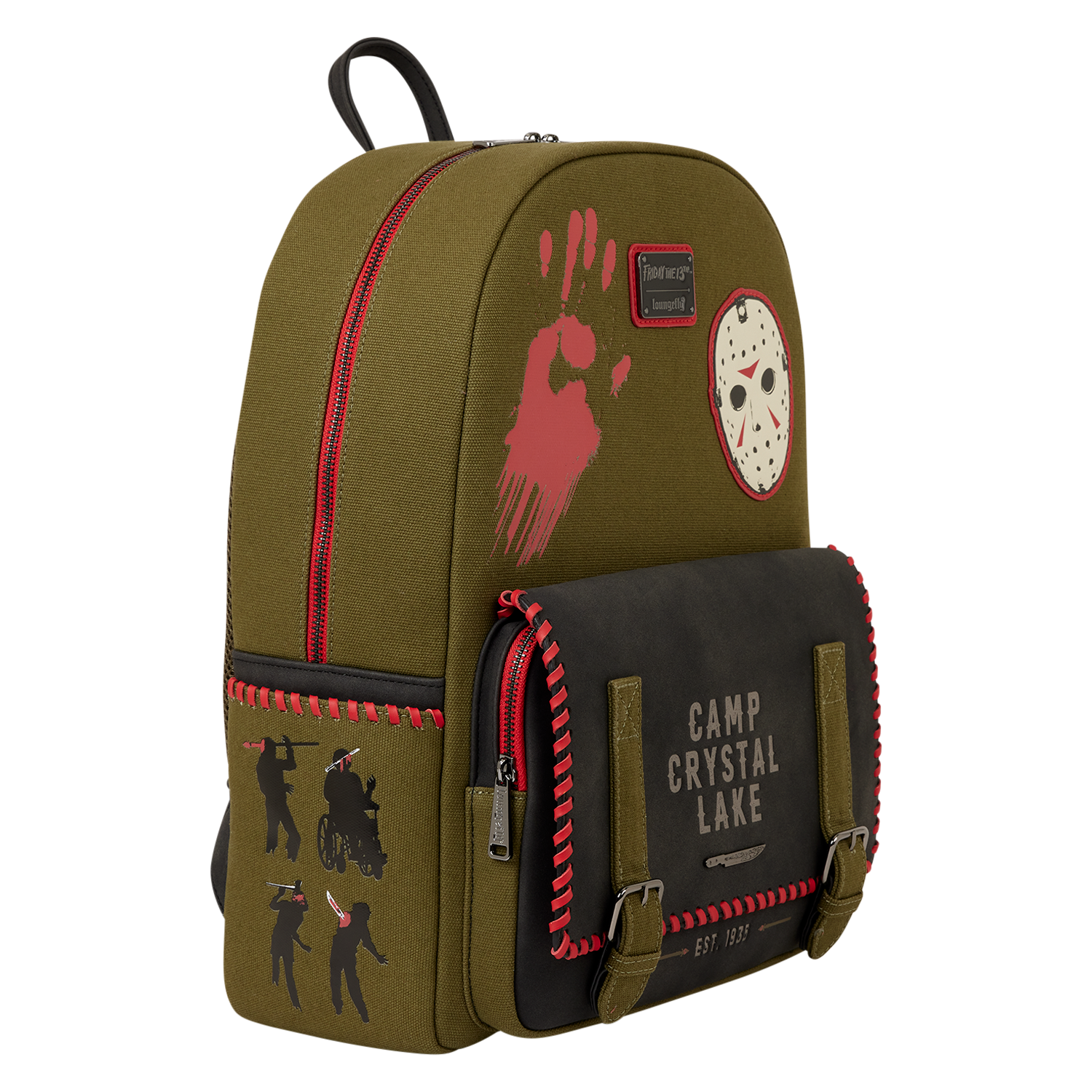 Loungefly Jason Backpack with Red Accents - Camp Crystal Lake Friday the 13th Camp Crystal Lake Canvas Full-Size Backpack  main image 4