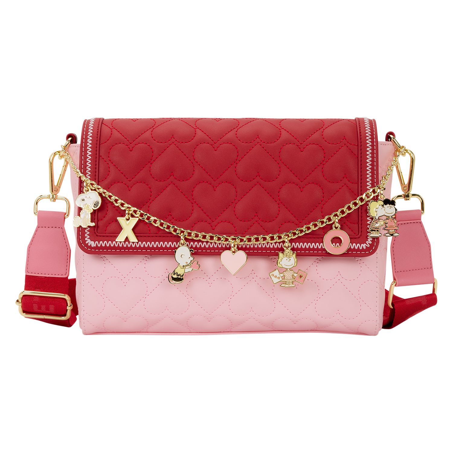 Loungefly Multicolor Peanuts Snoopy Valentine's Day Charm Crossbody Bag