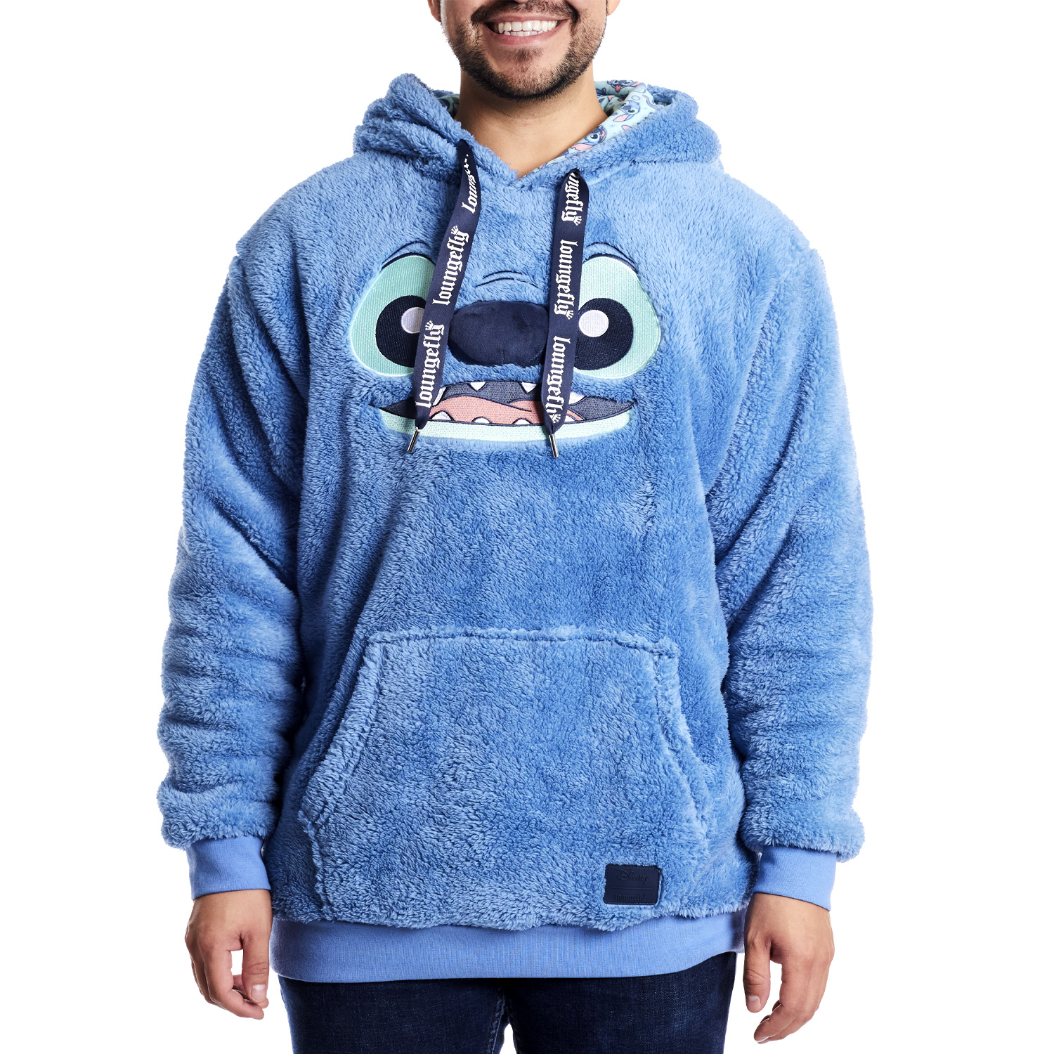 Disney Official Stitch Oversized Hoodie, Easy to Wash Stitch Pullover  Hoodie, Fluffy Sherpa Fleece Stitch Hoodie