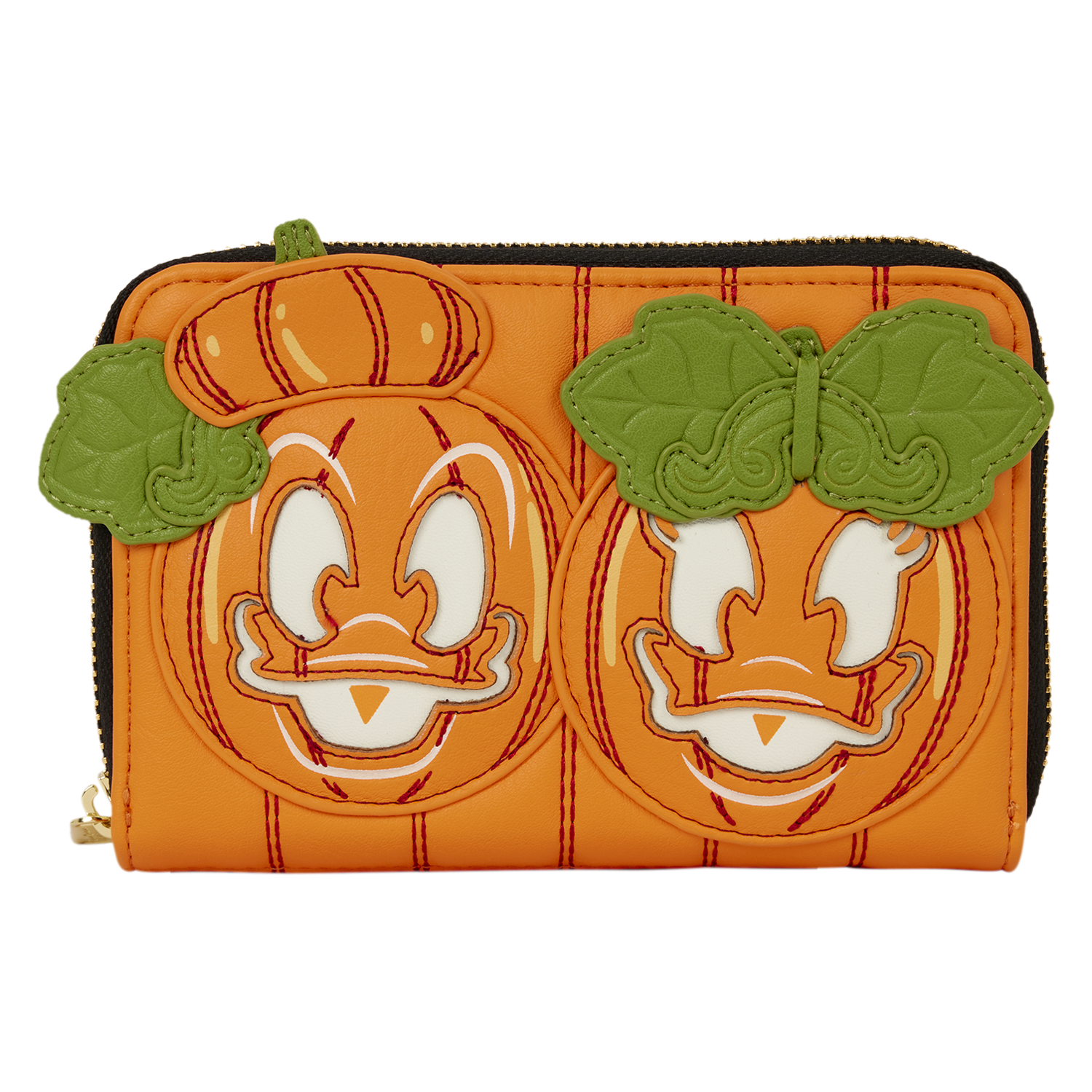 Loungefly Multicolor Donald & Daisy Jack-O'-Lantern Glow Zip Around Wallet
