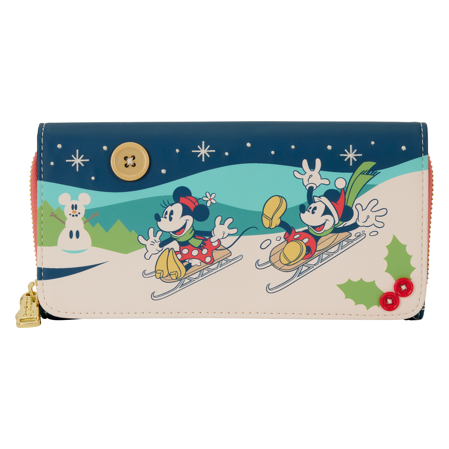 Loungefly Multicolor Mickey & Minnie Holiday Wristlet Wallet