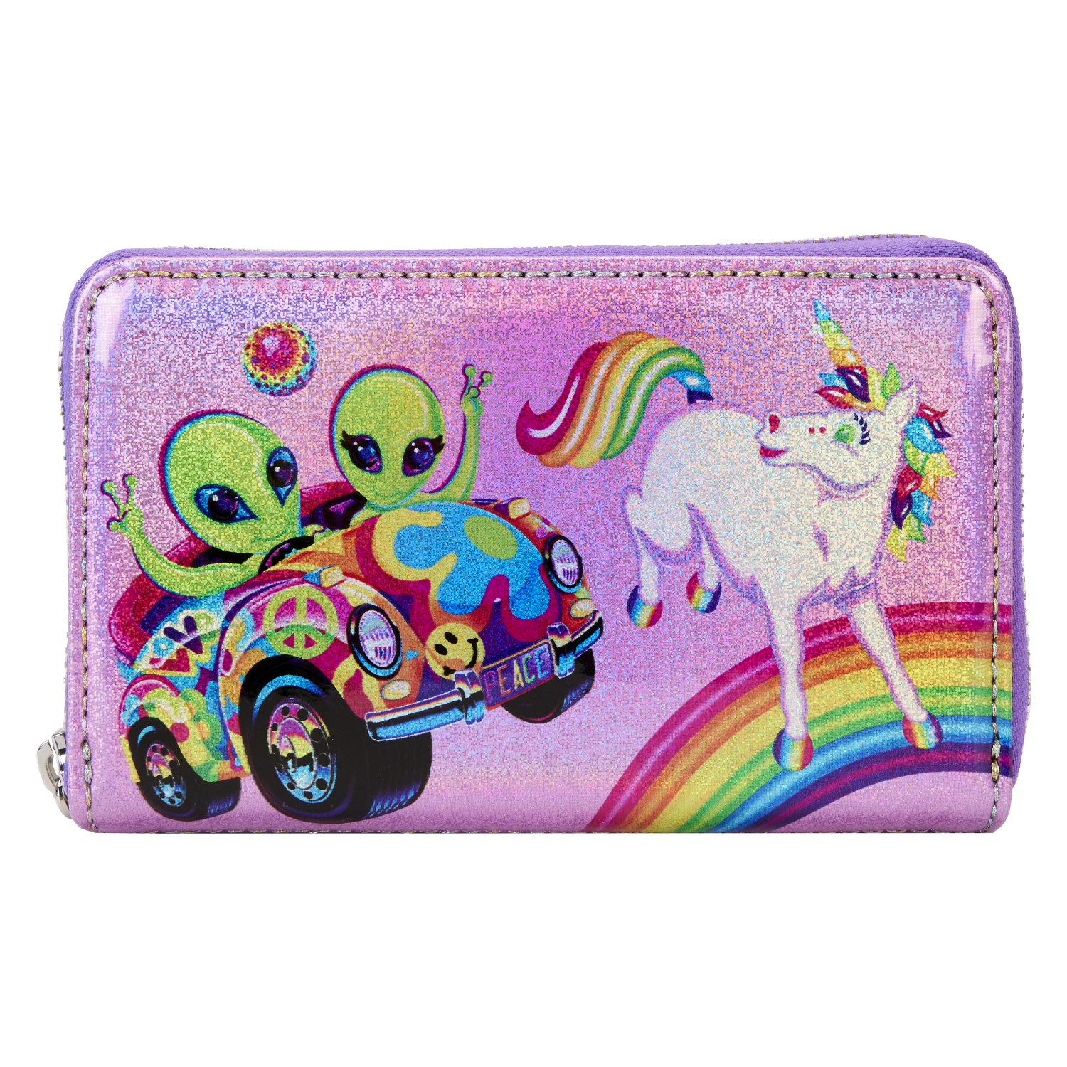 Buy Lisa Frank Holographic Glitter Color Block Zip Around Wallet