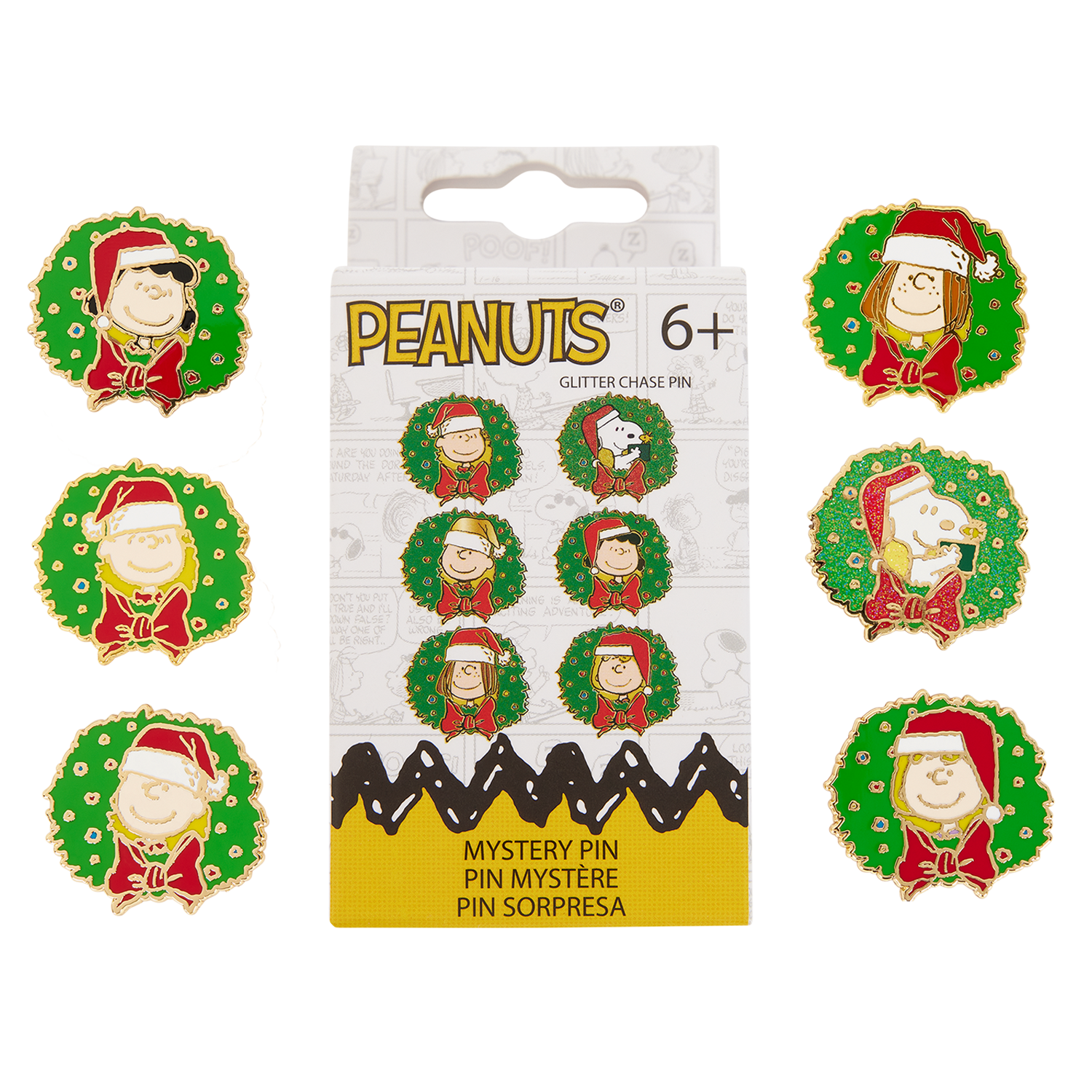Loungefly Multicolor Peanuts Snoopy & Gang Holiday Wreath Mystery Box Pin