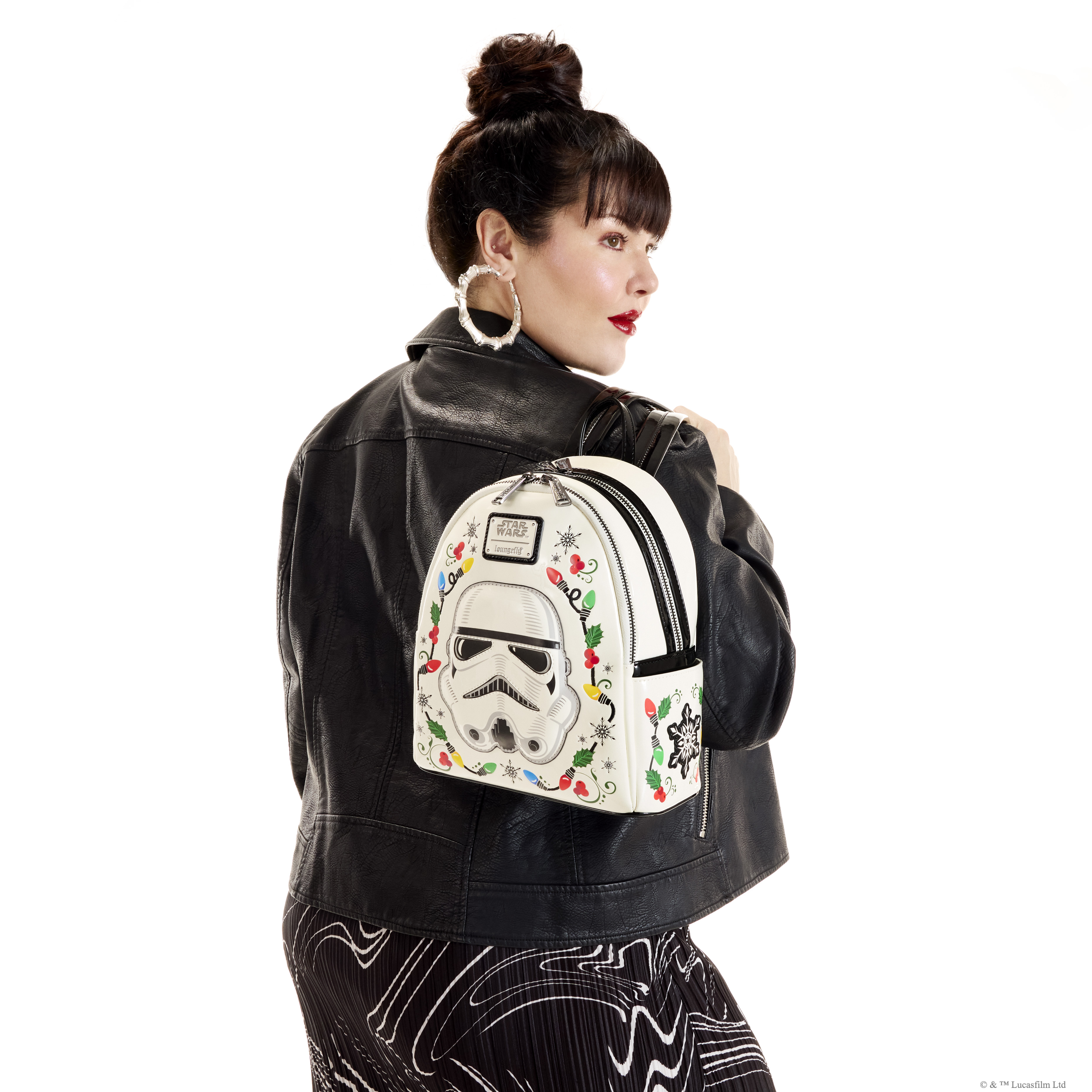 Loungefly Scout Trooper Endor Backpack - Black and White Star Wars Stormtrooper Lenticular Mini Backpack Loungefly  main image 3