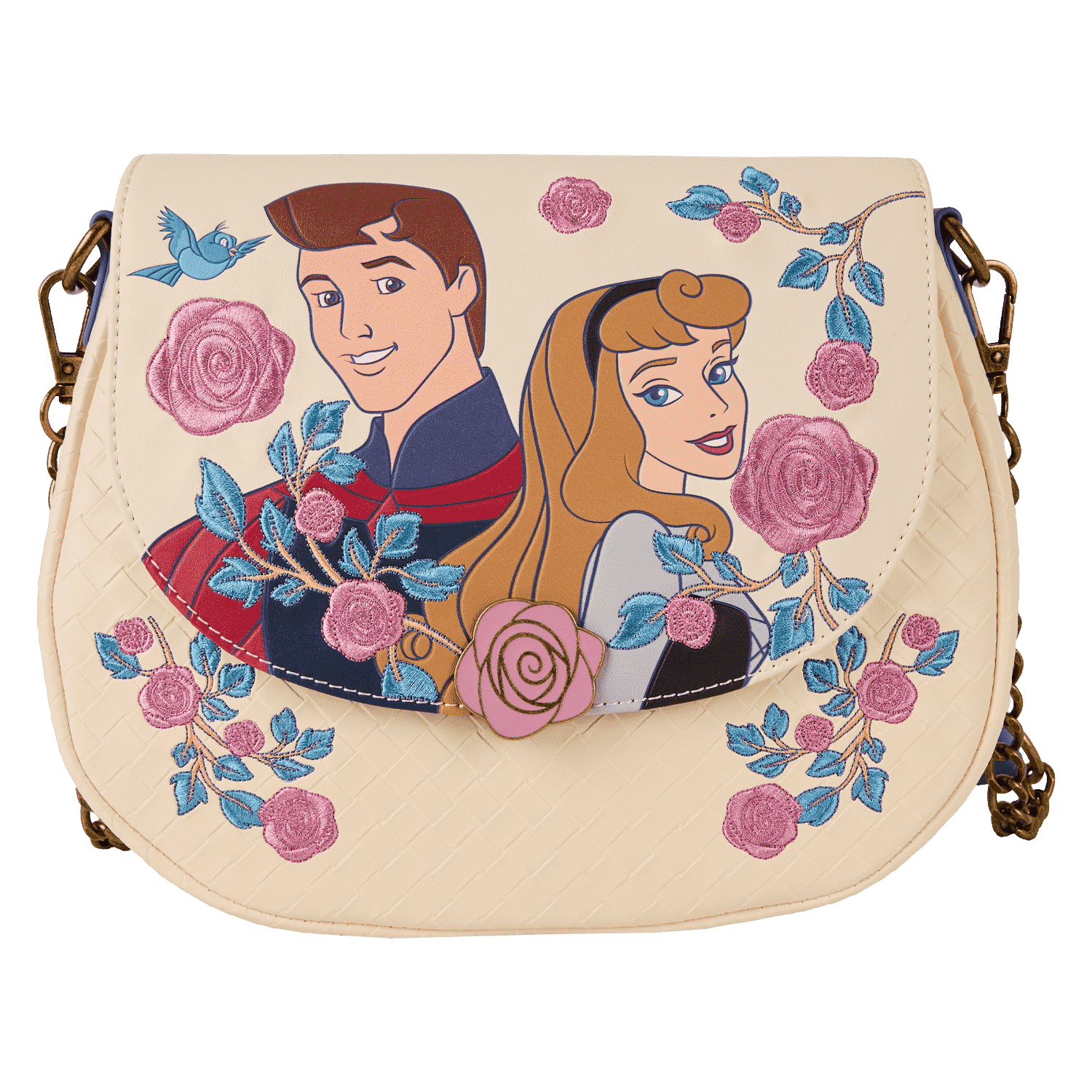 Loungefly Multicolor Sleeping Beauty Princess Aurora & Prince Phillip Floral Crossbody Bag
