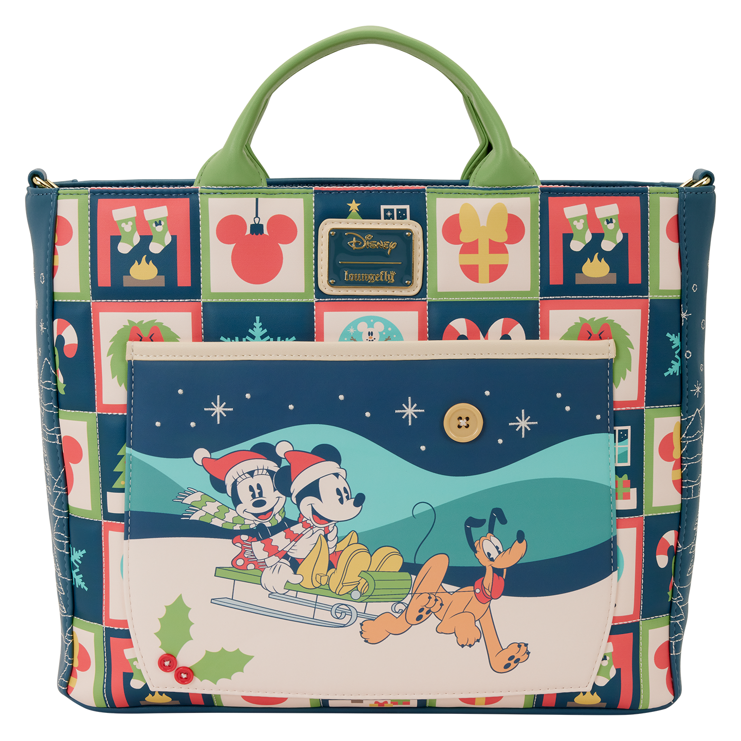 Loungefly Multicolor Mickey & Friends Holiday Convertible Backpack & Tote Crossbody Bag