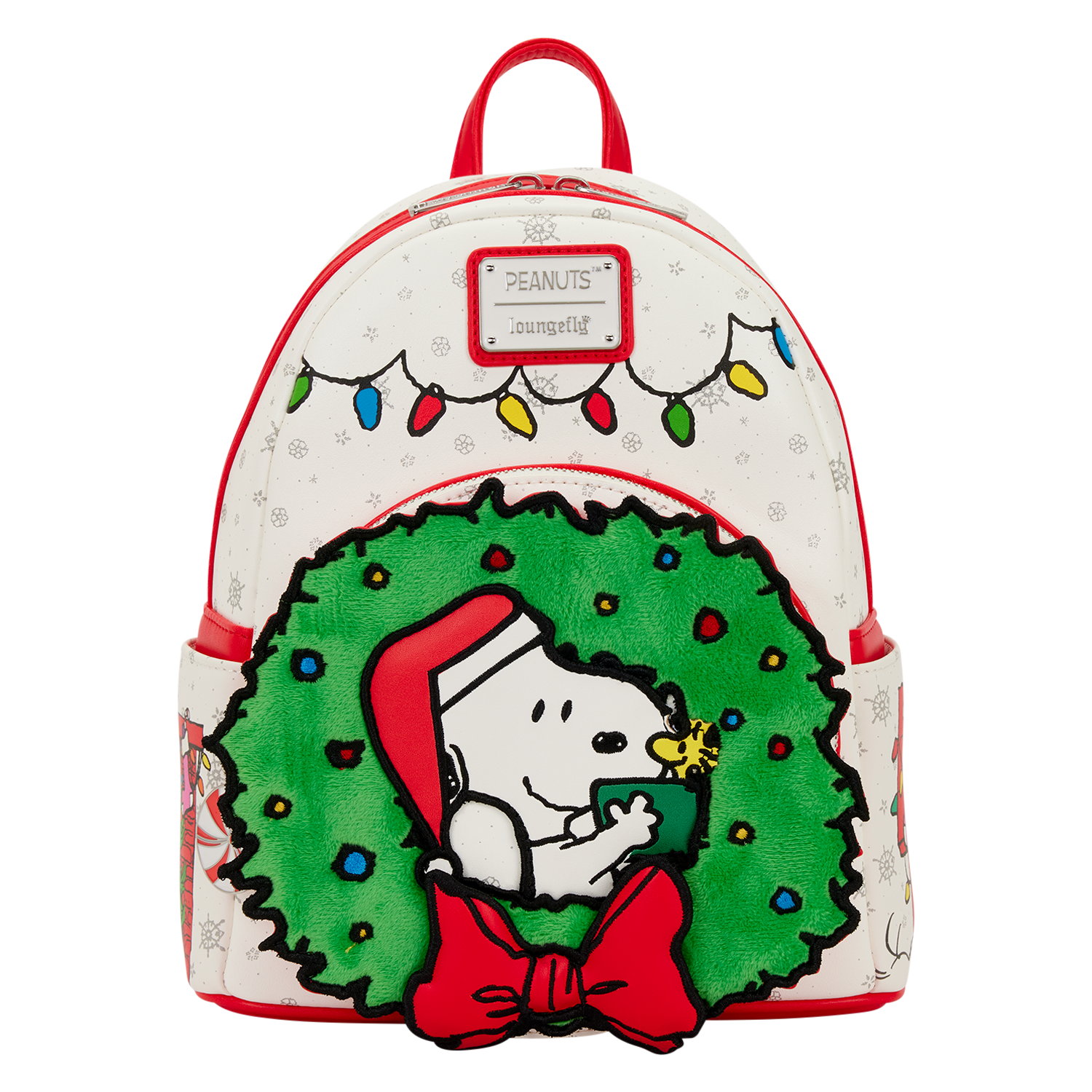 Loungefly Multicolor Peanuts Snoopy & Woodstock Holiday Plush Wreath Mini Backpack