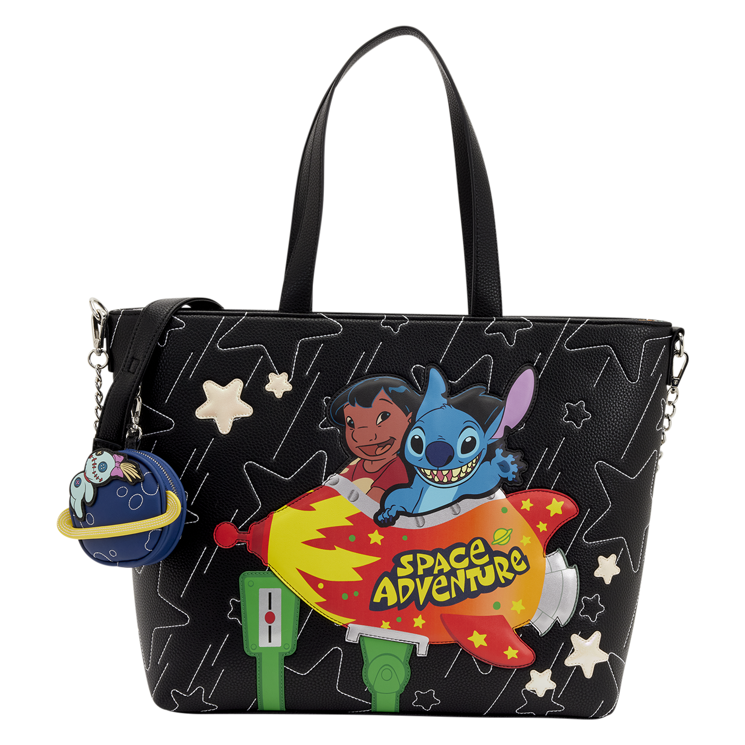 Loungefly Multicolor Lilo & Stitch Space Adventure Glow Tote Crossbody Bag With Coin Bag