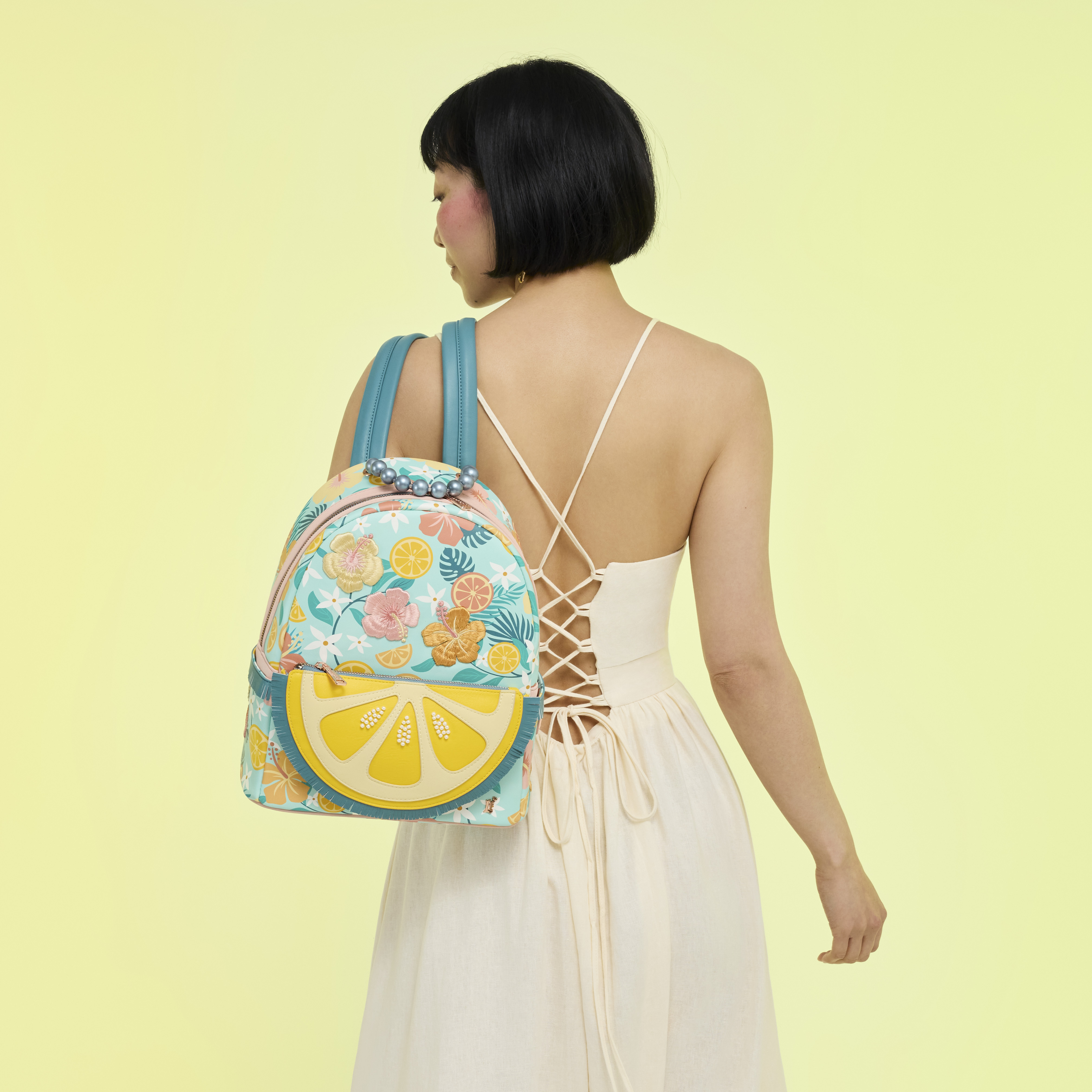 Loungefly Tropical Lemon Floral Mini Backpack | Loungefly display picture 1