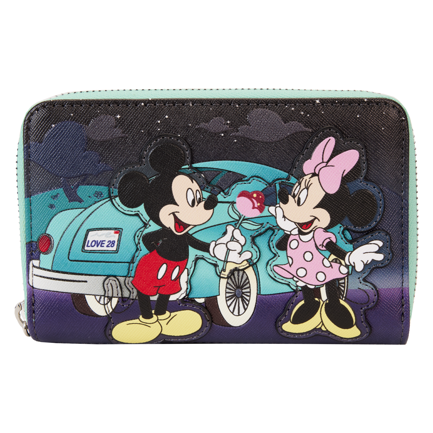 Buy Mickey & Minnie Date Night Drive-In Zip Around Wallet at Loungefly.