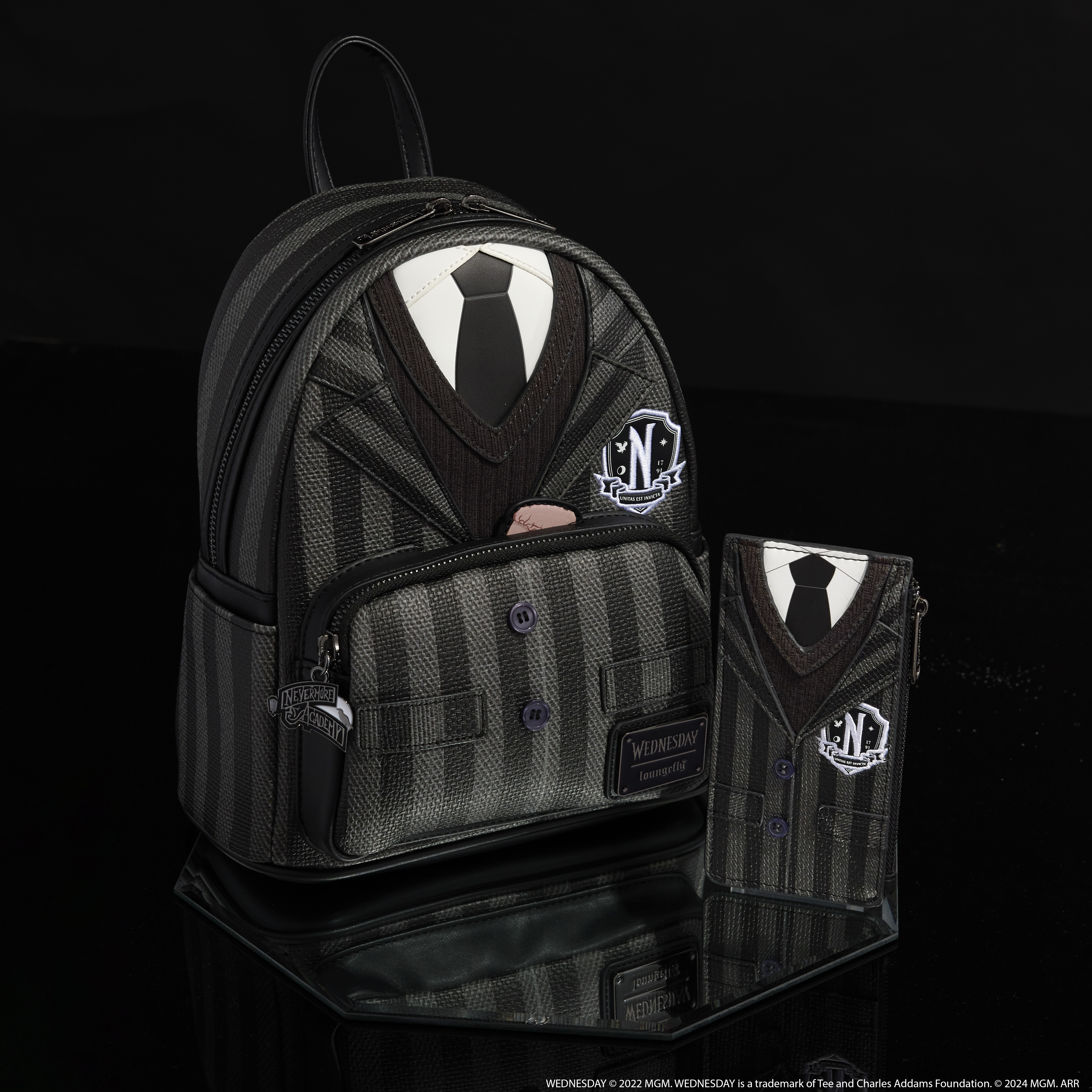 Loungefly Wednesday Nevermore Academy Uniform Backpack NWT Wednesday - Nevermore Academy Glow in the Dark Mini Backpack  main image 3