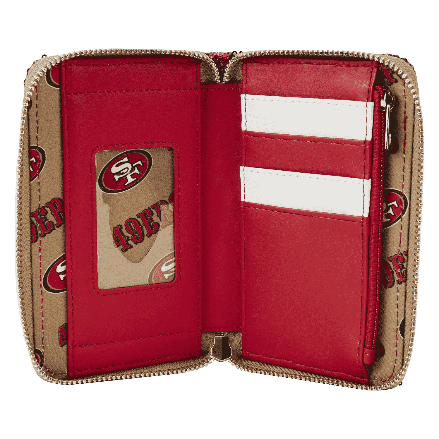 Buy NFL San Francisco 49ers Sequin Zip Around Wallet at Loungefly.