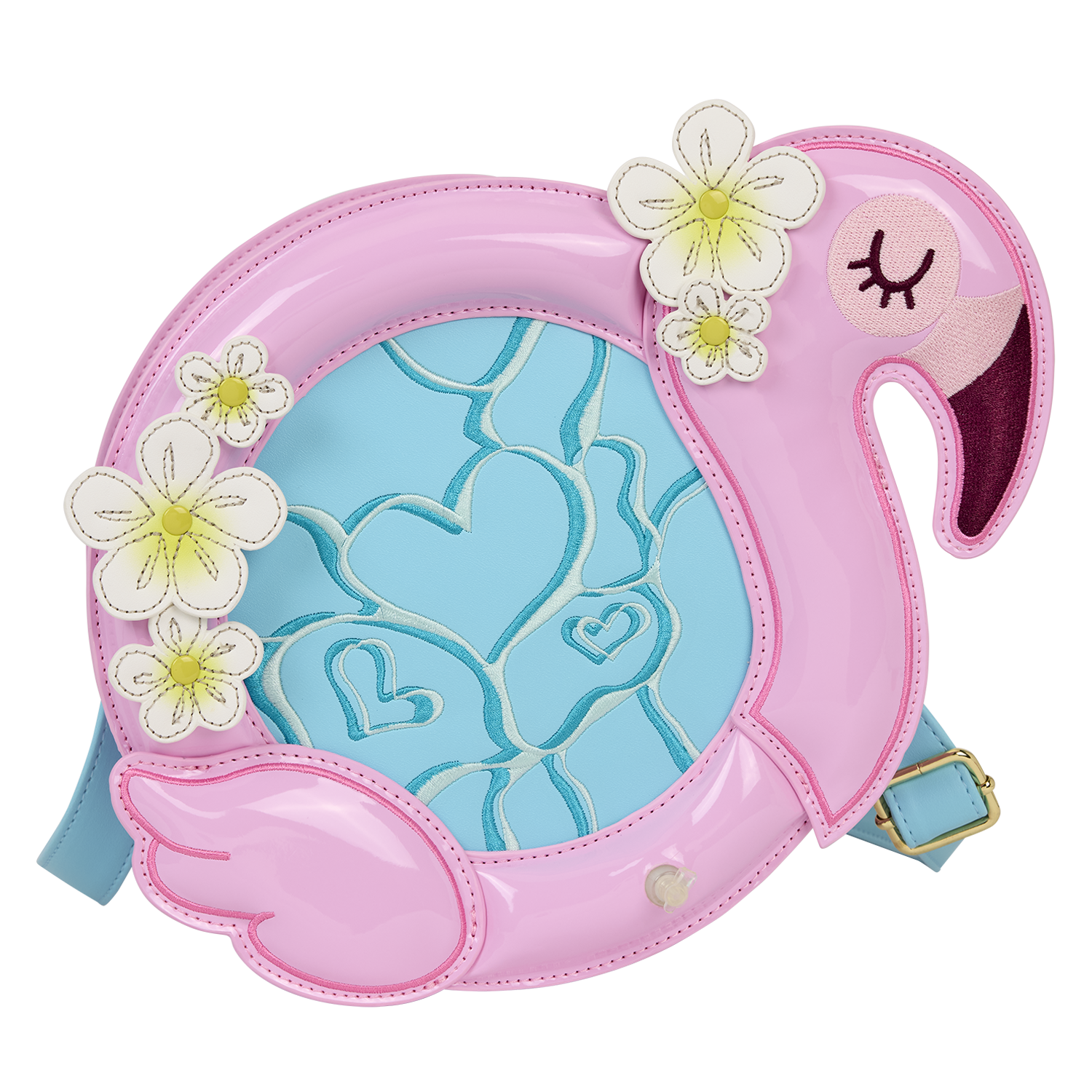 Loungefly Flamingo Pool Float Figural Crossbody Bag with Coin Bag