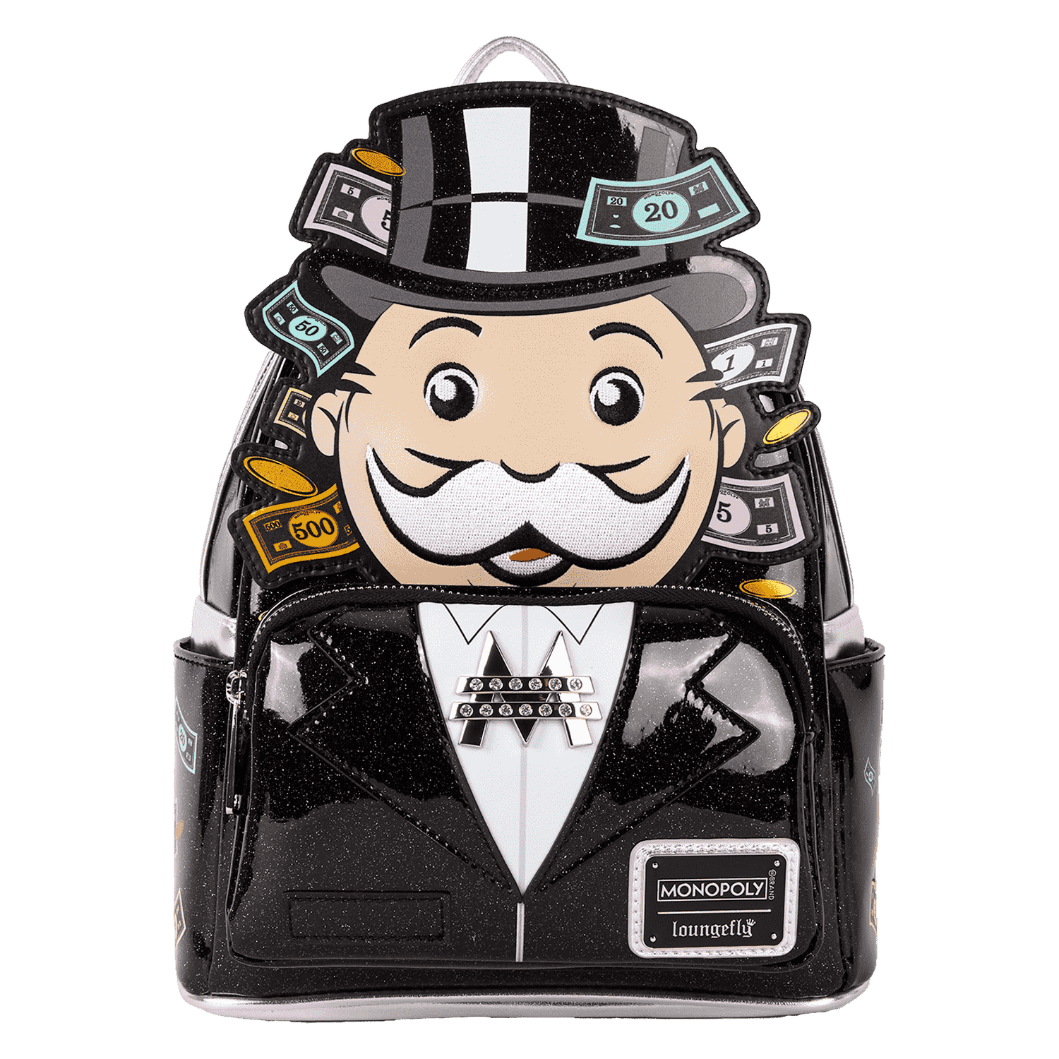☆Loungefly☆Monopoly Money Glitter Zip Around Wallet Monopoly 90th Anniversary Money Glitter Zip Around Wallet