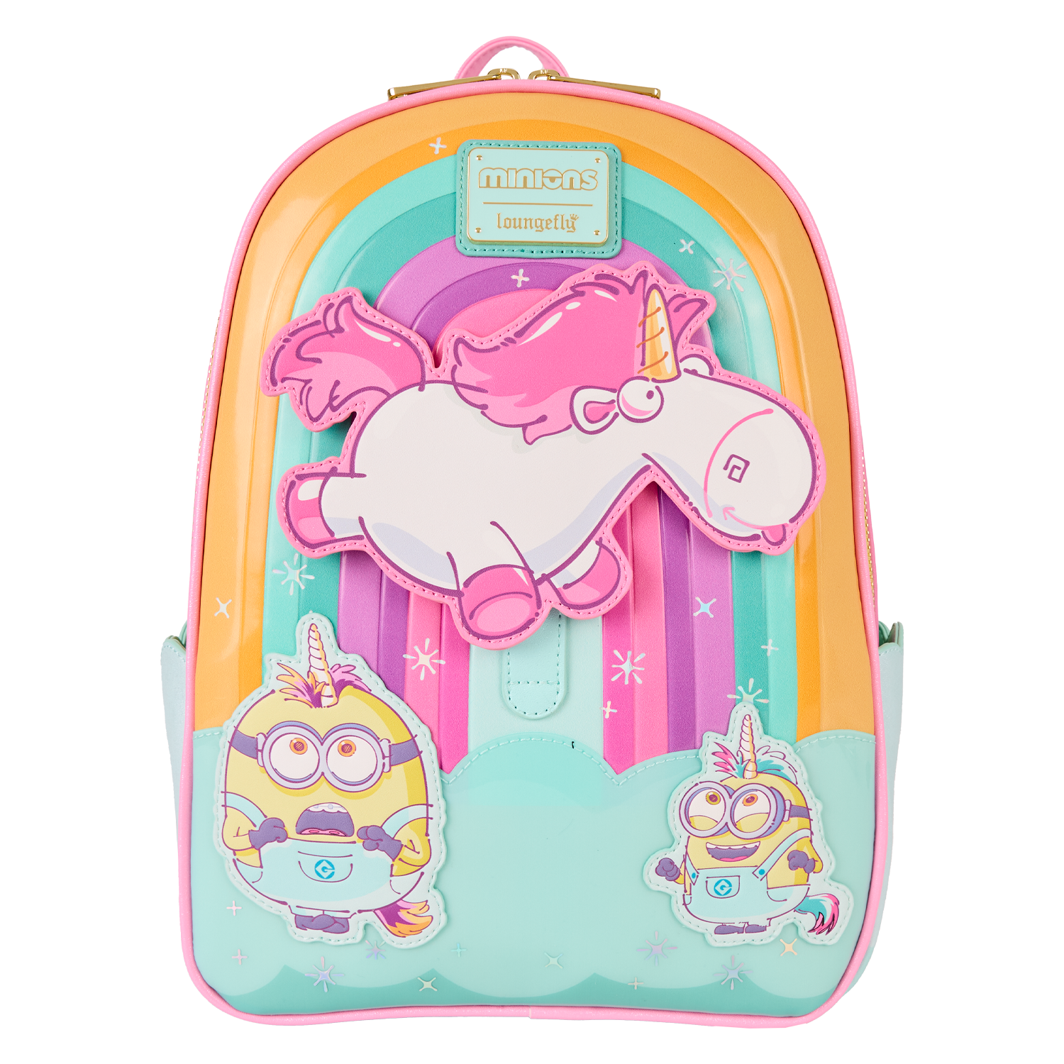 Loungefly Multicolor Minions Fluffy Unicorn Rainbow Mini Backpack