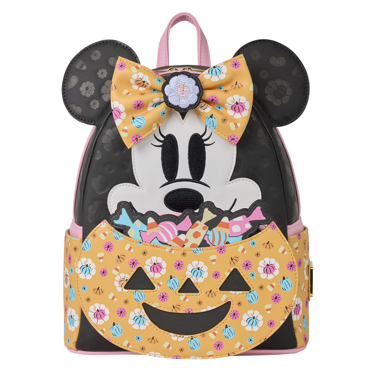 Loungefly Multicolor Minnie Mouse Cosplay Floral Pumpkin Glow Mini Backpack